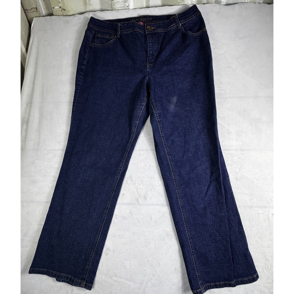 Charter Club Womens Straight Leg Jeans Dark Blue Denim Stretch 5-Pocket 18WP